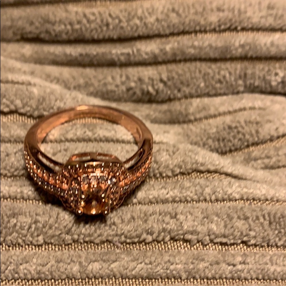 Petite citrine princess cut ring on rose gold